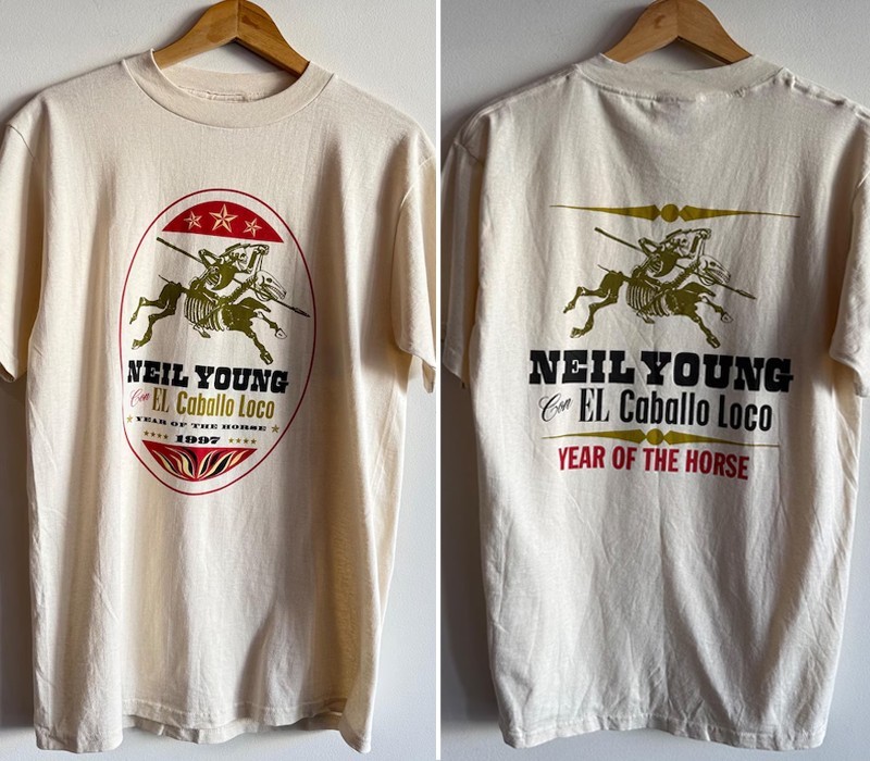 Reprint 1997 Neil Young Crazy Horse 2 sided Sand T shirt Heavy