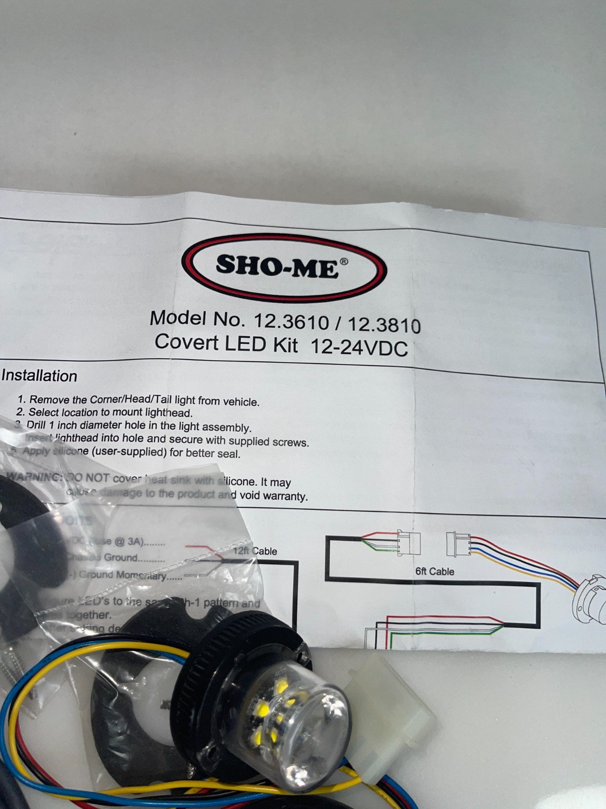 SHO-ME 12.3610 Covert LED Kit w/ Built-In Flasher 12–24VDC – New Open Box