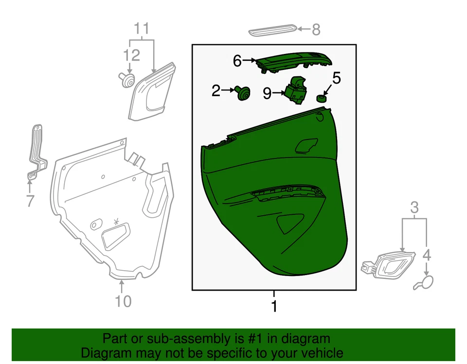 Genuine GM Very Dark Pewter Front Passenger Side Door Trim 95299123 Foto 2 de 2