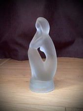 Bohemia Clear Satin Frosted Glass Nude Woman Lady Figurine. Czechoslovakia