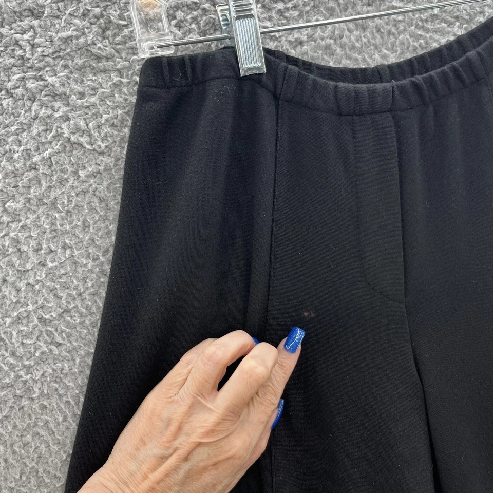 Pantalones Alembika Mujer Pequeños Negros Tejidos Pierna Ancha Globo Recortado Avant Garde Salón Foto 3 de 4