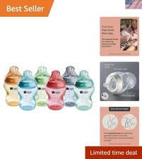 Natural Start 9 oz Anti-Colic Baby Bottles - Easy Transition, 6 Pack, Fiesta