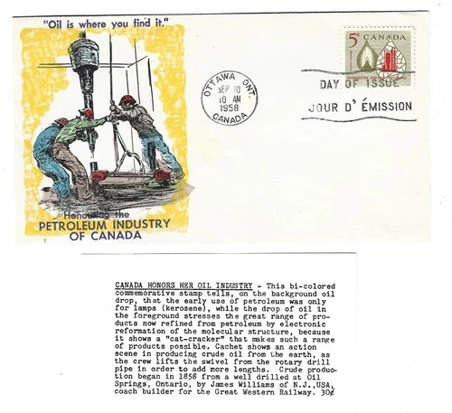 1958 Canada - Ottawa 5c Oil Industry FDC - Attractive Overseas Mailer Cachet