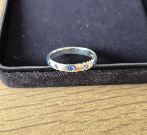 Sterling Silber 925 und blaue Zirkonia Ring, Gr. R 1/2 - Bild 1 von 6