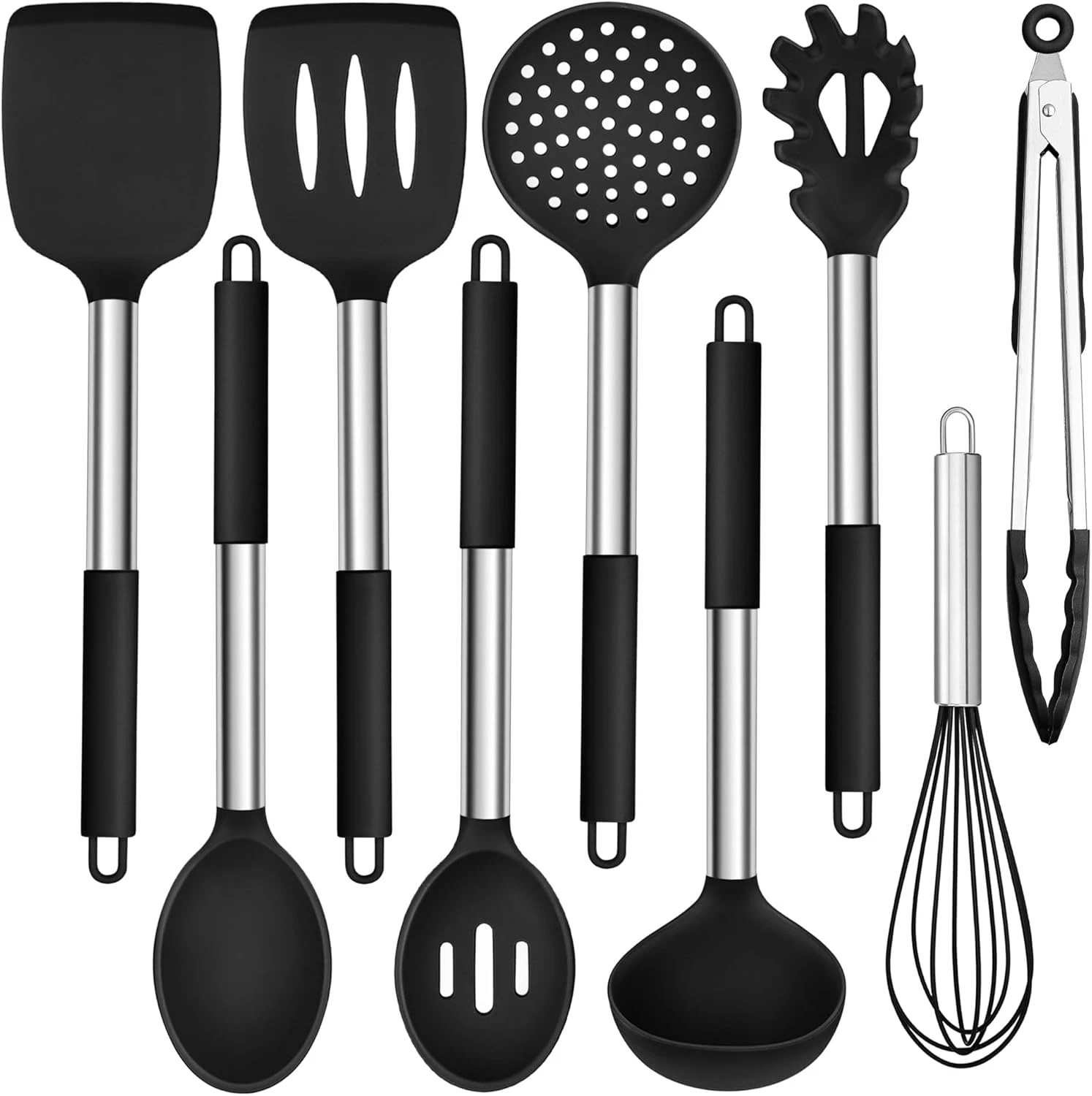 Silicone Utensils Set, 9-Piece Kitchen Cooking Utensils, Non-stick Heat Resistan