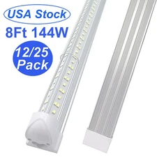 12/25Pack 8 Foot Led Shop Lights 144W 6500k Daylight Garage workshop Led Fixture