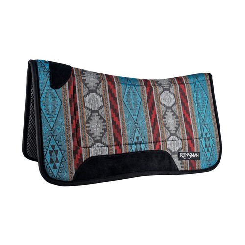 CIRCLE Y Square Diablo Teal Contour Trail Pad with Non-Slip Tacky Too Bottom - Picture 1 of 2