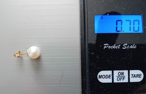 Single 14k Yellow Gold 7.25mm Pearl Stud Earring A425 - Picture 3 of 3