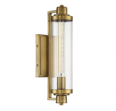 Savoy House Pike 1 Light 17-3/4'' Tall Wall Sconce, Ribbed Glass,9-16000-1 -Brass
