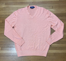 VINEYARD VINES V NECK PERFORMANCE SWEATER MERINO Mens Medium Orange. See Descrip