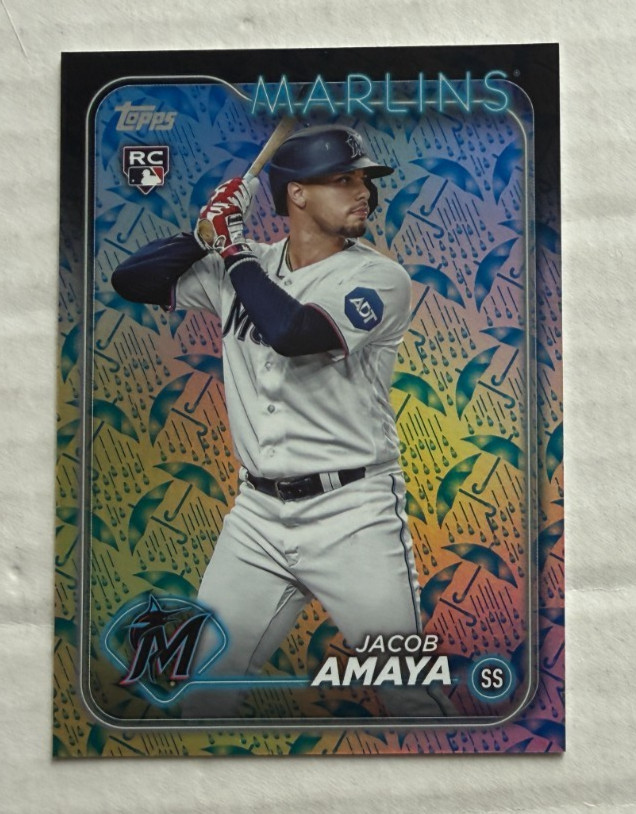 2024 TOPPS SERIES 1 HOLIDAY FOIL UMBRELLA 9/10 JACOB AMAYA RC #144 Miami Marlins