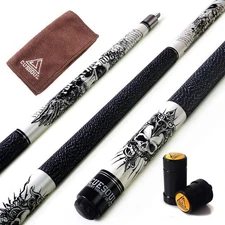 CUESOUL 58 inch 19/20/21 oz 1/2 Maple Pool Cue Stick Kit-Rockin 21oz, G407 