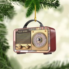 Personalized Retro Radio Christmas Ornament 2025   Custom Name Vintage Radio Sty
