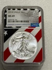 2014 Silver Eagle NGC MS 69 ~  Rare Flag Label ~ PRISTINE ~ NO SPOTS  (181)