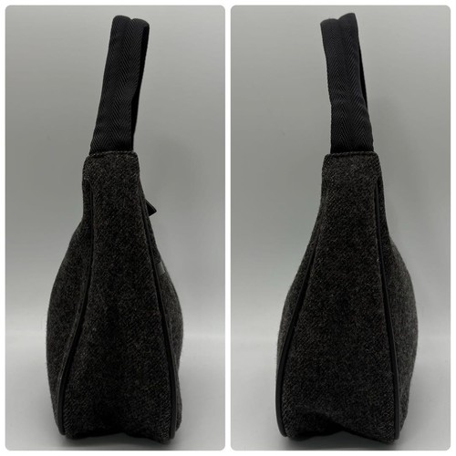 PRADA Bolso de Hombro Cartera Lana Negro Gris Auténtico - Imagen 5 de 24