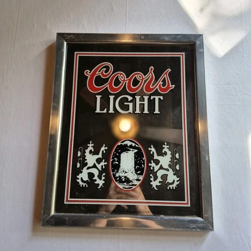Vintage Coors Light Beer 18” X 14” Original 1983 Mirror Sign Bar Advertising