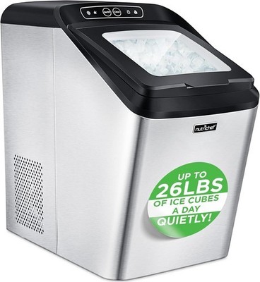 NutriChef Electric Nugget Ice Maker Countertop Machine w/ Ice Scoop and Basket