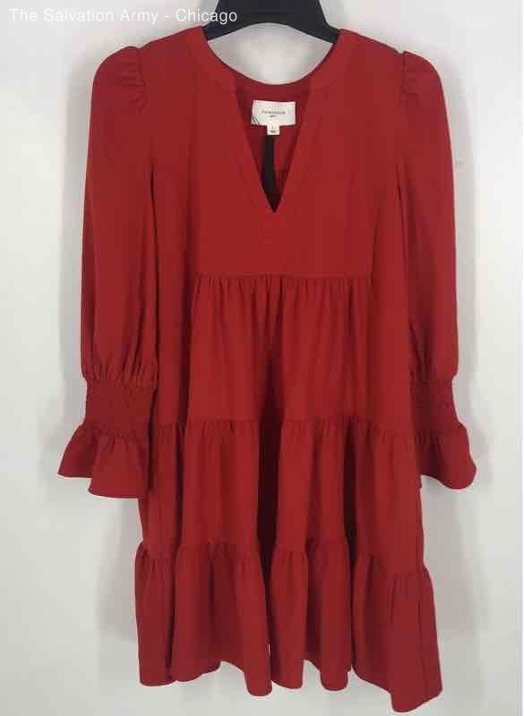 Pomander Place Womens Red Crepe Kenzo Long Sleeve Mini Dress Size Large