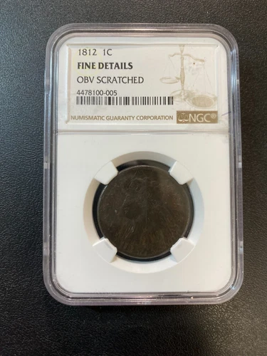 1812 CLASSIC HEAD LARGE CENT NGC FINE DETAILS - TYPE COIN - CERTIFIED SLAB - 1C