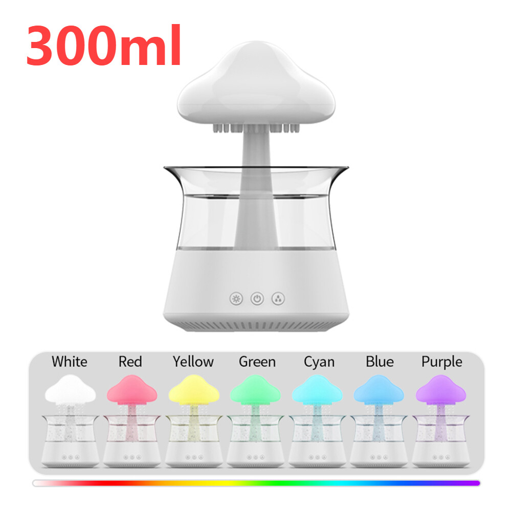 Trendy Rain Cloud Lamp Mushroom Air Humidifier Diffuser Raindrop Sound Night-LED