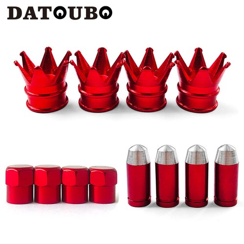 Red Color Car Tire Valve Stem Caps set, Rocket Spike Crown Tyre Air Dust Caps. - Picture 14 of 38
