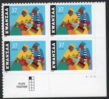 US Kwanzaa 37c Stamp Plate Block of 4 Scott #3673