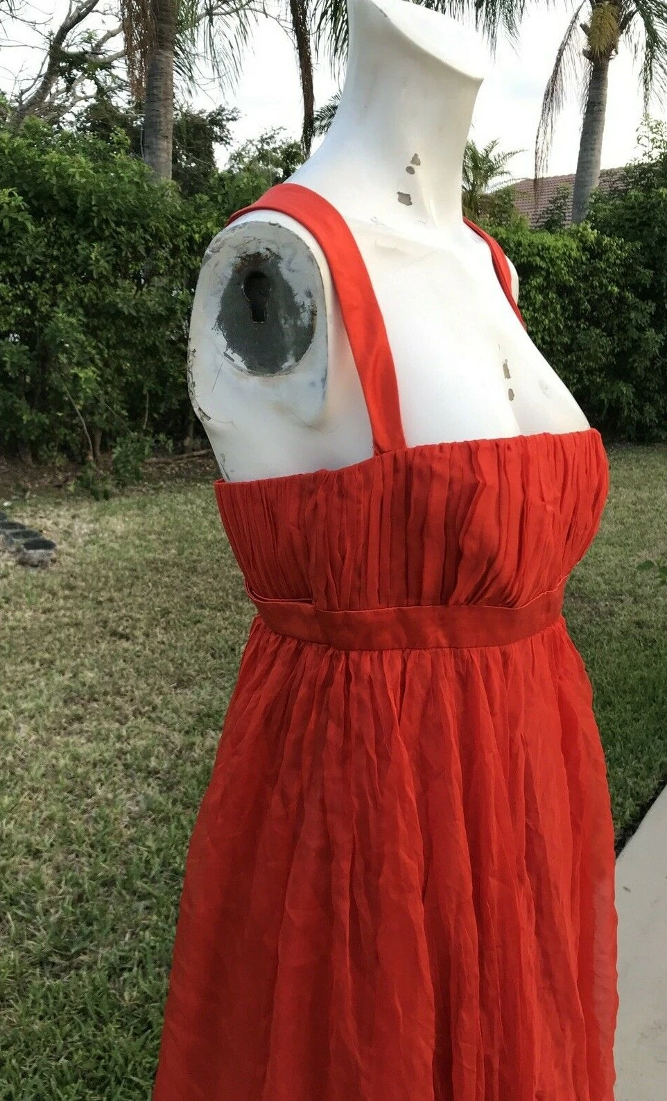 MINI ABITO FLUENTE VERSACE ARANCIONE SETA T DETTAGLIO SCHIENA TG 44 MADE IN ITALY