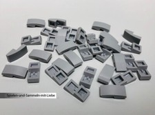 40 x LEGO® STEINE 1 x 2 RUND BOGEN DACHSTEIN GLATT FLIESEN 11477 NEU HELLGRAU