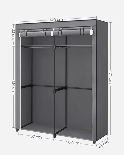 SONGMICS Kleiderschrank, Kleiderschrank für Schlafzimmer mit 2 Hängematten - Bild 4 von 12