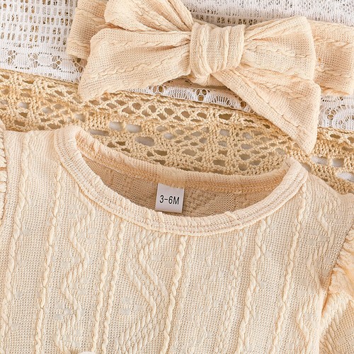 3PCS Infant Baby Girl Floral Ruffle Frill Romper Dress Headband Socks Outfit Set - Picture 9 of 27