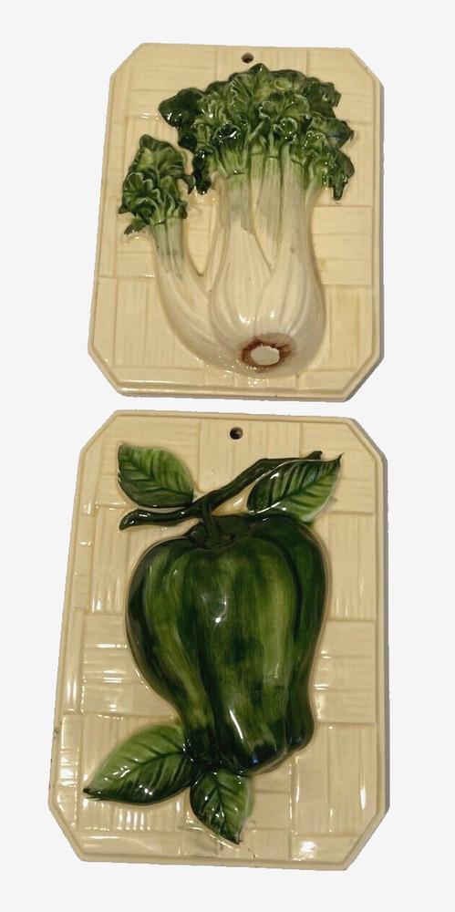 Vintage Pair Ceramic Dimensional Kitchen Wall Plaques - Thumbnail 3