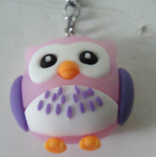 NEW Cute Pink/Purple Owl Silvertone Keychain Key Ring w Love Text Balloons