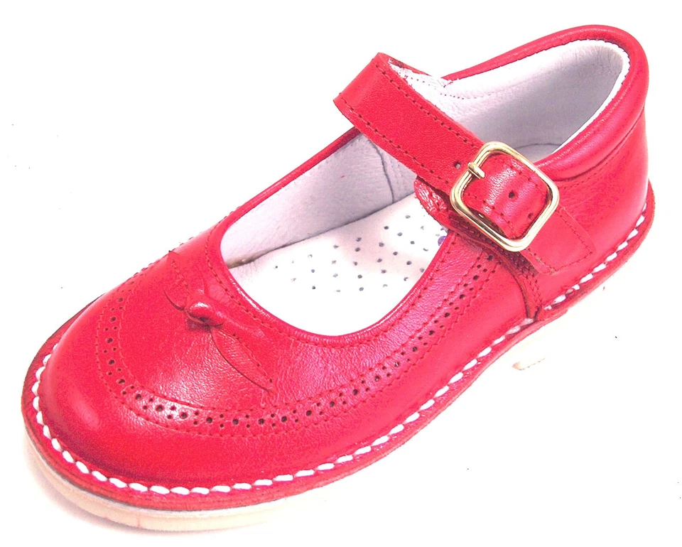 DE OSU -OFERTA -Zapatos de vestir escolares Mary Jane de cuero rojo para niñas -Talla europea 5-10 Foto 2 de 4