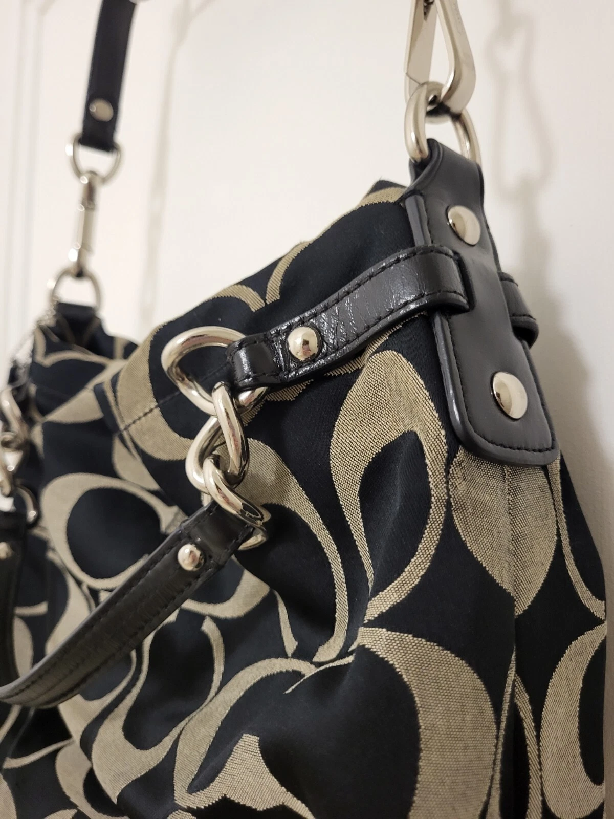 Borsa a tracolla Coach Signature Brooke C1176 F17183 Borsa kaki e nera