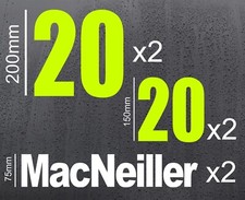 Race Set 4x Number 2x Name Vinyl Fluorescent Car Sticker Graphics Trackday race