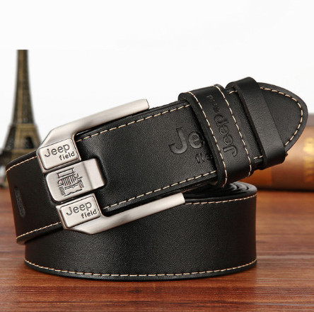 Ceinture Jeep cuir noir 120cm accessoire homme en cuir véritable