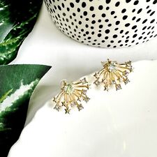 Gold Star Rhinestone Starburst Earrings Stud Sparkle Celestial Gift Jewelry NEW