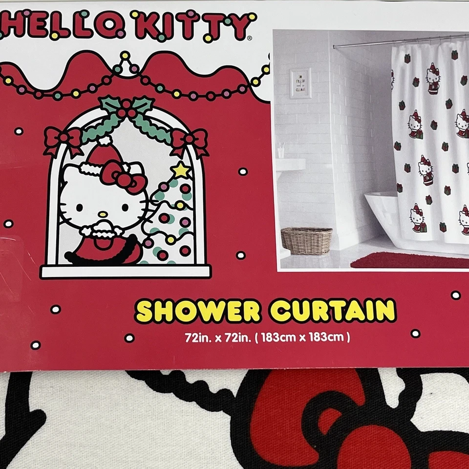 Hello Kitty Christmas Shower Curtain Sanrio Holiday Present Gifts 72”x72” NEW - Image 4 of 4