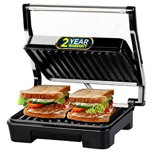iBELL SM1515NEW Sandwich Maker with Floating Hinges, 1000Watt, Panini (Black)