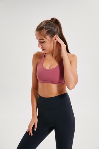 Womens Sports Bra Strap Open Cross Back Top Gym Yoga Activewear Fitness Training - Picture 6 of 18