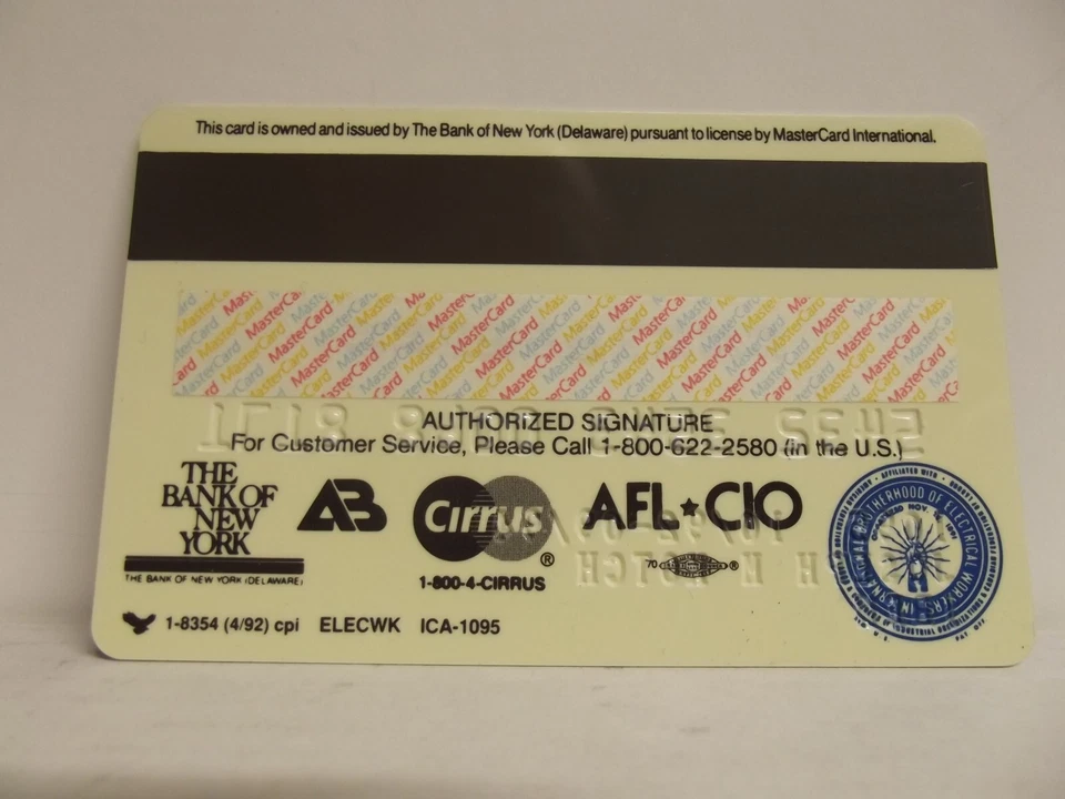 De colección, tarjeta maestra, tarjeta de crédito, exp 1994, trabajadores eléctricos, sin firma #381 Foto 2 de 4