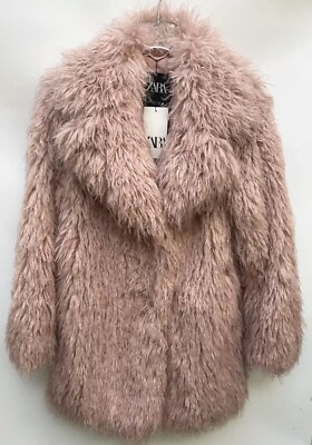 ZARA PINK FAUX FUR COAT ZW COLLECTION FW 24/25 SIZES XS REF