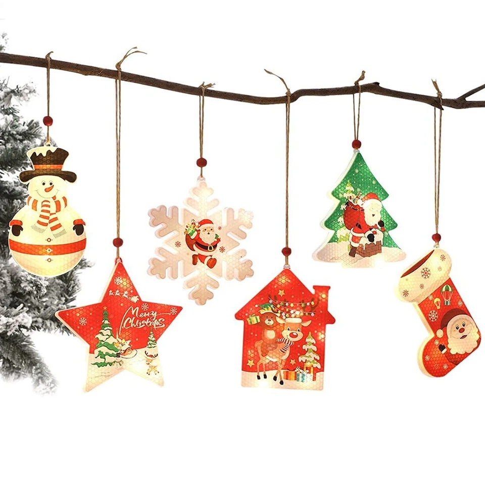 6Pcs Christmas LED Lights Indoor Window Decorations  Christmas Tree Decor Lamp - Image 3 of 4