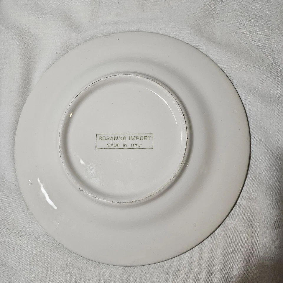 Rosanna Dessert Plate Christmas Snowman Ornaments Star Italy Green Rim 8-3/8" - Image 3 of 4