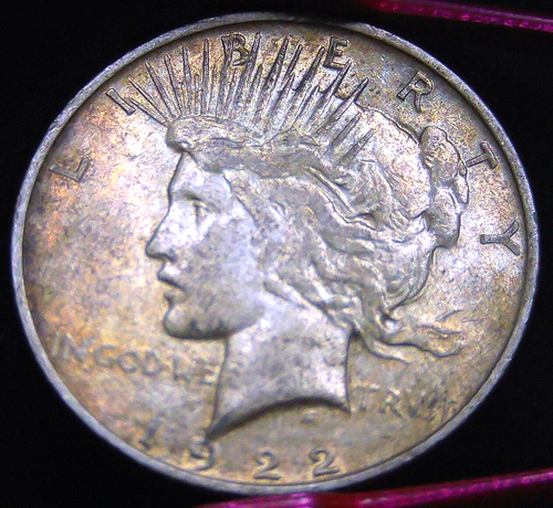 1922-D PEACE $1 - DETACHED OLIVE BRANCH -Gold Toned - Some Luster - COLLECTIBLE!