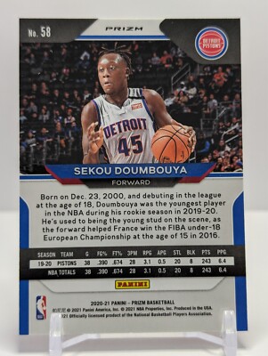 2020-21 Panini Prizm #58 Sekou Doumbouya Red, White and Blue