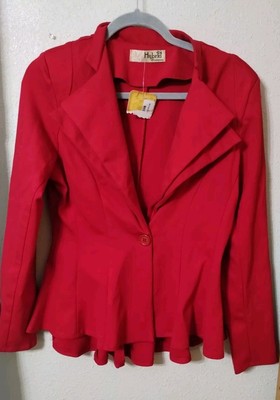 Red Knit Size L Blazer, Stretch- Hybrid and Company- New 