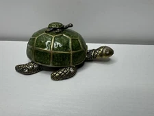 Vtg Bombay Company Turtle With Baby Trinket Box