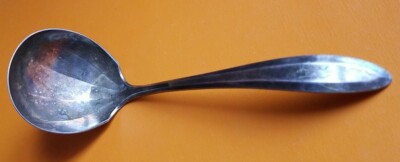 Antique Community Plate Sauce Ladle, Patrician Pattern - Monogrammed with R