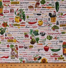 Cotton Vegetables Food Cooking Baking Kitchen Fabric Print by the Yard D571.01